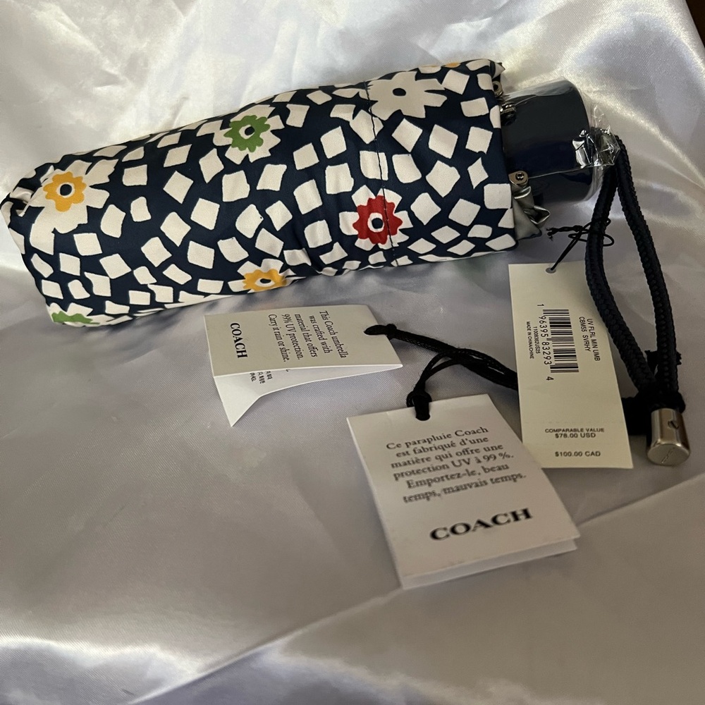 COACH Blue Floral Patterned Umbrella NWT